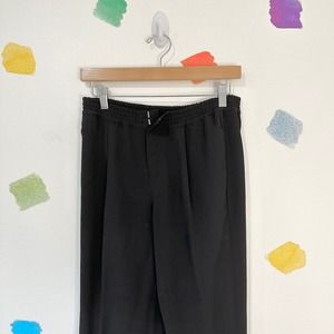 S VINCE Black Polyester Elastic Waist Joggers